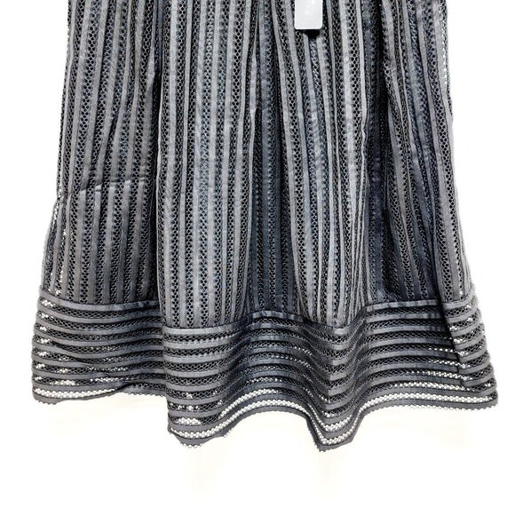 Black Mesh Striped A-Line Skirt By Haute Monde Size L Womens Elegant Mid-Length - Picture 8 of 12